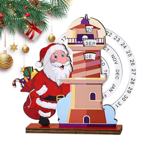 Mimoqk Schreibtischkalender aus Holz, Countdown-Kalender mit manuellem Rotationsblock, Tischdekoration für Haus, Büro, Schlafzimmer von Mimoqk