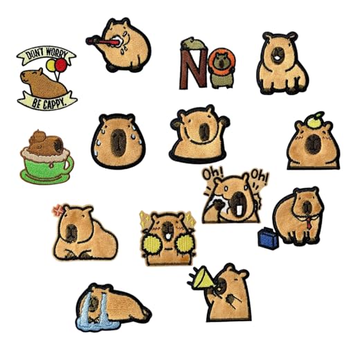 Mimoqk Tier-Stickerei-Teile | Aufnäher in Capybara-Form für Capybara | 14 Stück dekorative Applikationen für Helme, Jacken, Jeans, Rucksäcke, Uniformen, Spielzeug, Stoff, Außenbekleidung Mimoqk Tier-Stickerei-Teile | Aufnäher in Capybara-Form für Capybara | 14 Stück dekorative Applikationen für Helme, Jacken, Jeans, Rucksäcke, Uniformen, Spielzeug, Stoff, Außenbekleidung von Mimoqk