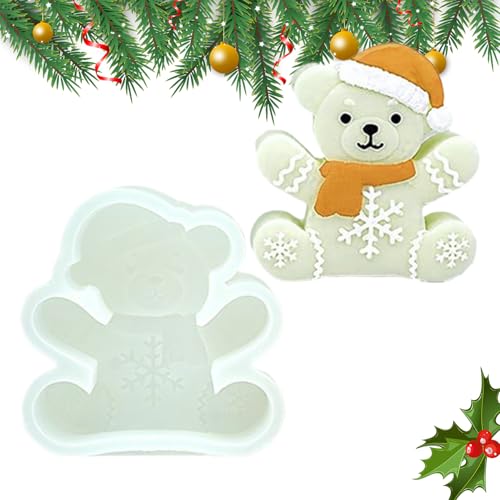 Mimoqk Weihnachts Harz Formen - Bären Förmchen Für Süßigkeiten,Antihaft Backform Einfaches Entformen für Fondant Schokolade Kerzenwachs Cupcake Deko von Mimoqk