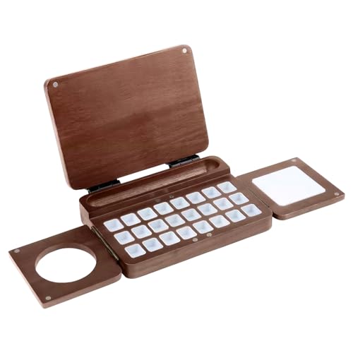 Wooden Watercolor Palette, Mixing Tray, 24-Well Polished Color Blending, Foldable Travel Design, Lightweight Durable Build, Artist Tool for Road Trip, Studio, Craft Wooden Watercolor Palette, Mixing Tray, 24-Well Polished Color Blending, Foldable Travel Design, Lightweight Durable Build, Artist Tool for Road Trip, Studio, Craft von Mimoqk