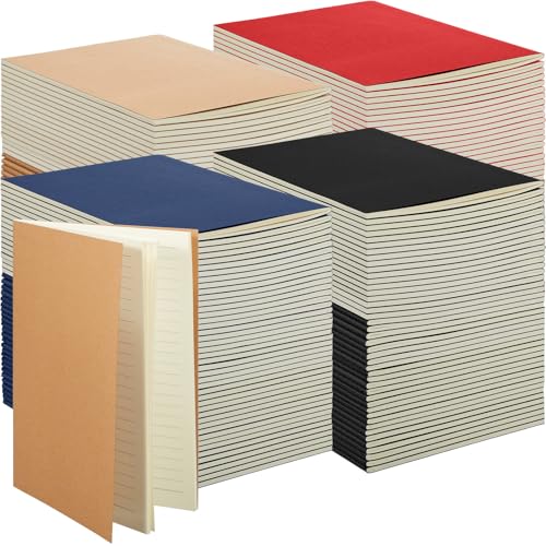 Mimorou 100 Pcs Kraft Notebook Journals 5.5 Inch x 8.3 Inch A5 Softcover Notebooks Bulk for Writing Sketch Office Notepad with 60 Pages 30 Sheets(Black, Brown, Red, Navy,Lined) von Mimorou