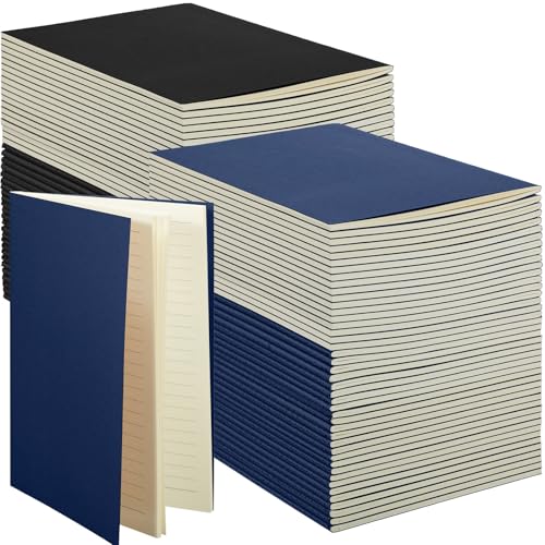 Mimorou 100 Pcs Kraft Notebook Journals 5.5 Inch x 8.3 Inch A5 Softcover Notebooks Bulk for Writing Sketch Office Notepad with 60 Pages 30 Sheets(Black, Navy,Lined) von Mimorou