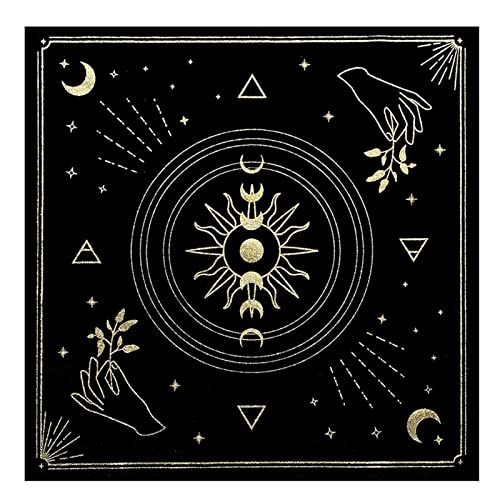 Minan Altartuch | Bronzierungsmuster Tarot Tischdecke | Flanell-Tarot Tischdecke zum Lesen, Wicca-Zubehör und Werkzeuge, Tischdecken Dekoration, 48X48cm von Minan