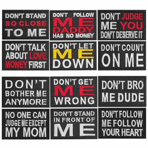 12 humorvolle Warnaufnäher – Don't Count On Me, Don't Follow Me – trendige, lustige Buchstaben zum Aufbügeln oder Aufbügeln für Hüte, Rucksäcke, Kleidung 12 humorvolle Warnaufnäher – Don't Count On Me, Don't Follow Me – trendige, lustige Buchstaben zum Aufbügeln oder Aufbügeln für Hüte, Rucksäcke, Kleidung von Minason