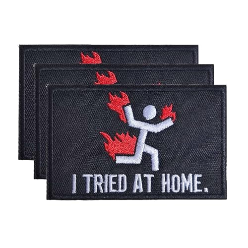 Aufnäher zum Aufbügeln, Aufschrift "I Tried at Home", 3 Stück, lustige Buchstaben, Stickerei, Abzeichen für Hüte, Taschen, Kleidung, Jacken, Jeans, Rucksäcke Aufnäher zum Aufbügeln, Aufschrift "I Tried at Home", 3 Stück, lustige Buchstaben, Stickerei, Abzeichen für Hüte, Taschen, Kleidung, Jacken, Jeans, Rucksäcke von Minason