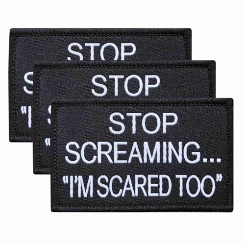Bundle 3 Stück Stop Screaming I am Scared Too Hook & Loop Stickerei Patch Set Taktische Militär Patch DIY Zubehör für Kleidung Taschen Hüte Jacke Jeans Rucksäcke Bundle 3 Stück Stop Screaming I am Scared Too Hook & Loop Stickerei Patch Set Taktische Militär Patch DIY Zubehör für Kleidung Taschen Hüte Jacke Jeans Rucksäcke von Minason