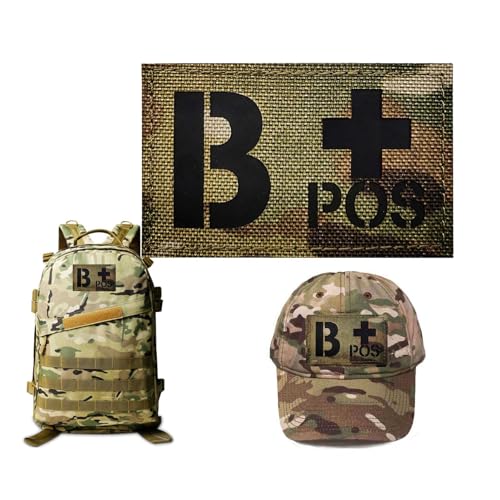 Infrarot IR Reflektierende Tarnung B Blutgruppe Pacth, B Positive POS Klettverschluss Moral Pacth Abzeichen für Militärarmbänder, Westen, Rucksäcke, Kleidung, Hüte (B Camo) von Minason