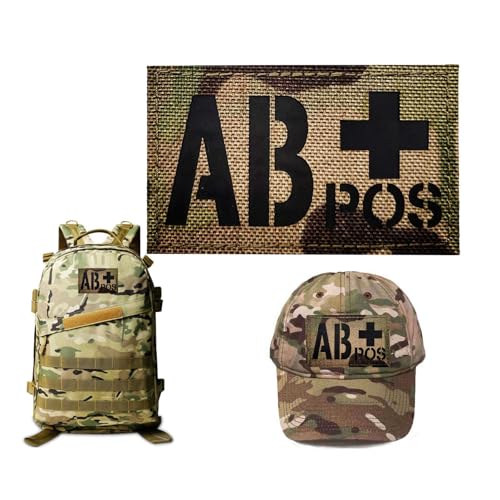 Infrarot IR Reflektierendes CAMO AB Blutgruppe Pacth, AB Positive POS Hook and Loop Morale Pacth Badge für Militärarmbänder, Westen, Rucksäcke, Kleidung, Hüte von Minason
