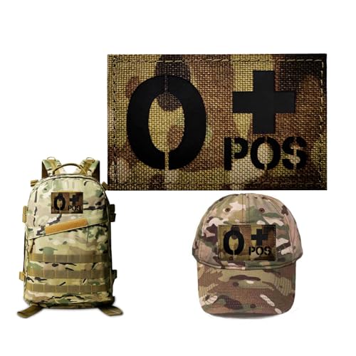Infrarot IR Reflektierendes Camouflage O Blood Type Pacth, O Positive POS Hook and Loop Morale Pacth Badge for Military Arms Vest Backpacks Clothing Hats (O CAMO) von Minason