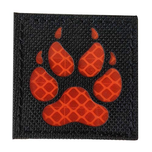 K9 Fußabdruck IR Infrarot Reflektierender Klettverschluss Patch Taktische Dienstweste Hundegeschirr Emblem bestickt Militär Hakenverschluss Morale Rückseite (schwarz-rot) von Minason