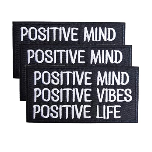 Motivations-Aufnäher für Affirmationssammlungen, 3 Stück, Positive Mind Vibes Life zum Aufbügeln, für Hüte, Taschen, Kleidung, Jacken, Jeans, Rucksäcke von Minason