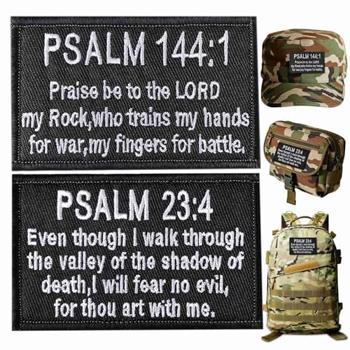 Psalm 23:4 & Psalm 144:1 Aufnäher – Motivierende Stickerei, taktische Moral-Patches, Emblem, Abzeichen für Hüte, Taschen, Rucksäcke, Westen, positiver Bibelvers Psalm 23:4 & Psalm 144:1 Aufnäher – Motivierende Stickerei, taktische Moral-Patches, Emblem, Abzeichen für Hüte, Taschen, Rucksäcke, Westen, positiver Bibelvers von Minason