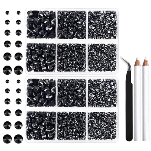 Mincloss Hotfix Strasssteine Schwarz Kristall Strasssteine, Hotfix Kristallrunde Edelsteine mit Wachsstift und Pinzette Kit, Rhinestones für Kunsthandwerk, Kleidung, DIY-Dekoration Mincloss Hotfix Strasssteine Schwarz Kristall Strasssteine, Hotfix Kristallrunde Edelsteine mit Wachsstift und Pinzette Kit, Rhinestones für Kunsthandwerk, Kleidung, DIY-Dekoration von Mincloss