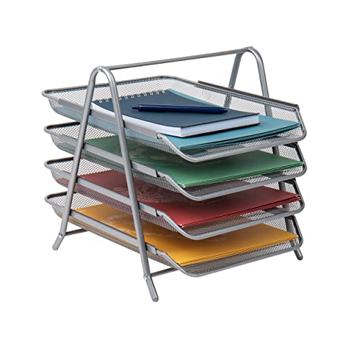 Mind Reader 4-Tier Paper Tray, Desktop Organizer Briefablage mit 4 Ebenen und ausziehbarer Schublade, Ordner, Akten, Dokumente, Post, Metall, Silver, 13.8" x 12.5" x 11.5" Mind Reader 4-Tier Paper Tray, Desktop Organizer Briefablage mit 4 Ebenen und ausziehbarer Schublade, Ordner, Akten, Dokumente, Post, Metall, Silver, 13.8" x 12.5" x 11.5" von Mind Reader