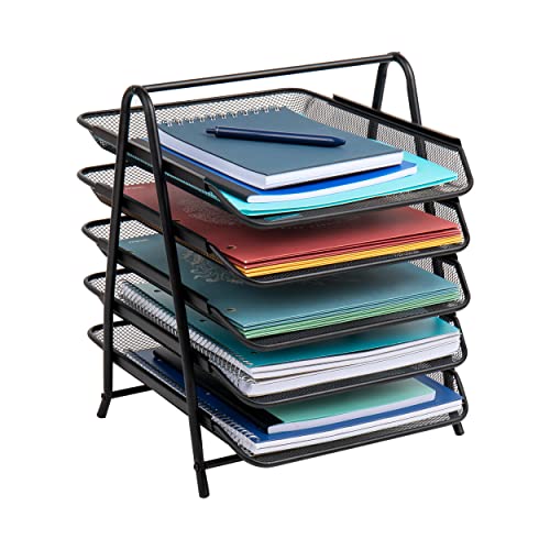 Mind Reader Desk Sliding Trays 5-Tier Paper Tray, File Storage, Desktop Organizer, Metal Mesh, 11.75" L x 14" W x 14.5" H, Metall, Black von Mind Reader