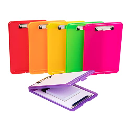 Mind Reader Klemmbrett mit Ablage Storage Clipboard with Low Profile Clip, Letter Size, Bottom Hinge, Set of 6, 9.25" L x 1" W x 13.25" H, Kunststoff, Assorted Colors von Mind Reader