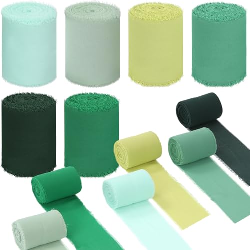 Mindsoft 6 Rollen grünes Chiffonband, 7,6 cm x 9,1 m, Fransenband, gemischte Farben, Seidenbänder, Set, 9,1 m x 6 Rollen, Fransenstoff für Geschenkverpackungen, Hochzeitseinladungen, Brautsträuße Mindsoft 6 Rollen grünes Chiffonband, 7,6 cm x 9,1 m, Fransenband, gemischte Farben, Seidenbänder, Set, 9,1 m x 6 Rollen, Fransenstoff für Geschenkverpackungen, Hochzeitseinladungen, Brautsträuße von Mindsoft