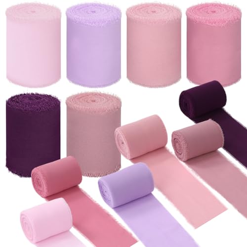 Mindsoft 6 Rollen violettes Chiffonband, 7,6 cm x 9,1 m, Fransenband, gemischte Farben, Seidenbänder, Set, 9,1 m x 6 Rollen, Fransenstoff für Geschenkverpackungen, Hochzeitseinladungen, Brautsträuße Mindsoft 6 Rollen violettes Chiffonband, 7,6 cm x 9,1 m, Fransenband, gemischte Farben, Seidenbänder, Set, 9,1 m x 6 Rollen, Fransenstoff für Geschenkverpackungen, Hochzeitseinladungen, Brautsträuße von Mindsoft