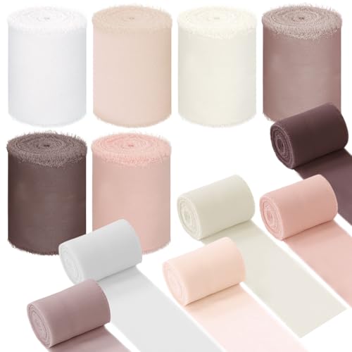 Mindsoft Chiffonband, 6 Rollen, Khaki, 7,6 cm x 9,1 m, Fransenband, gemischte Farben, Seidenbänder, Set, 9,1 m x 6 Rollen, Fransenstoff für Geschenkverpackungen, Hochzeitseinladungen, Brautsträuße Mindsoft Chiffonband, 6 Rollen, Khaki, 7,6 cm x 9,1 m, Fransenband, gemischte Farben, Seidenbänder, Set, 9,1 m x 6 Rollen, Fransenstoff für Geschenkverpackungen, Hochzeitseinladungen, Brautsträuße von Mindsoft
