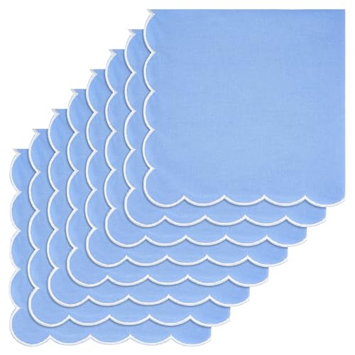 Mindsoft Stoffservietten, gewellt, bestickt, 100 % Baumwolle, blau und weiß, für den Sommer, Tischessen, Partys, Hochzeiten, 45,7 x 45,7 cm, 8 Stück Mindsoft Stoffservietten, gewellt, bestickt, 100 % Baumwolle, blau und weiß, für den Sommer, Tischessen, Partys, Hochzeiten, 45,7 x 45,7 cm, 8 Stück von Mindsoft