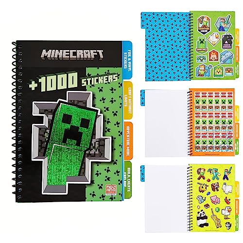 Minecraft Bastelset Stickerbuch für Kinder, 1000+ Sticker zum Spielen, Sammelheft, kreative Aktivität Stickerbuch, 28 Blätter von Minecraft