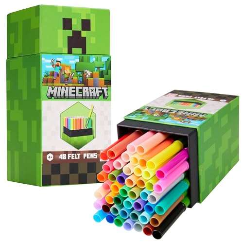 Minecraft Filzstifte Kinder ab 4 Jahren, Filzstifte Set mit 48 Stück Fasermaler Kinder Auswaschbar - Geschenke für Jungs Minecraft Filzstifte Kinder ab 4 Jahren, Filzstifte Set mit 48 Stück Fasermaler Kinder Auswaschbar - Geschenke für Jungs von Minecraft