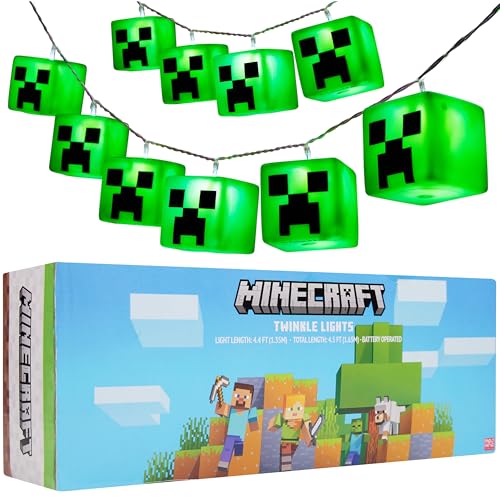 Minecraft LED Lichterkette Innen Batteriebetrieben mit 10 Creeper Feenlichter für Wand Fenster Deko Schlafzimmer Gamer Geschenke für Jungs Minecraft LED Lichterkette Innen Batteriebetrieben mit 10 Creeper Feenlichter für Wand Fenster Deko Schlafzimmer Gamer Geschenke für Jungs von Minecraft