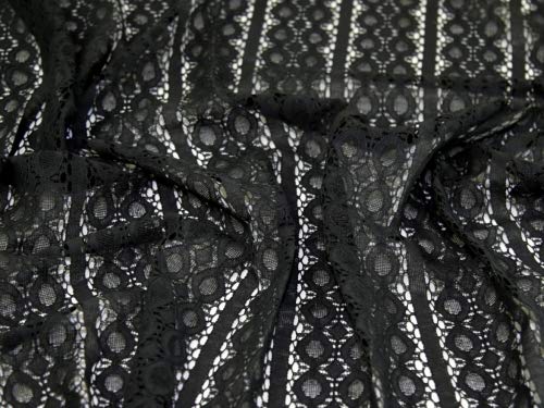 Baumwoll-Mischgewebe, Spitzenstoff, schwarze Streifen, Meterware von Minerva Crafts