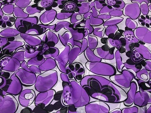 Chiffon-Stoff in Knitteroptik, Violett, Meterware von Minerva