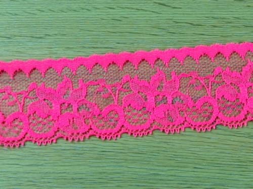 Spitzenborte aus Nylon, 43 mm, fluoreszierendes Pink, Meterware Spitzenborte aus Nylon, 43 mm, fluoreszierendes Pink, Meterware von MINERVA