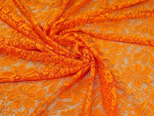 Spitzenstoff, gewellt, Stretch, Orange, Meterware von Minerva Crafts