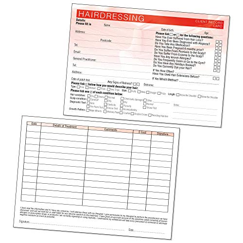 Karteikarte für Friseurkunden, Behandlungsberatungsformular für mobile Therapeuten & Salons, A6, 50 Stück, Querformat Karteikarte für Friseurkunden, Behandlungsberatungsformular für mobile Therapeuten & Salons, A6, 50 Stück, Querformat von Minerva Print