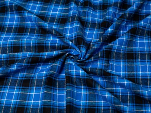 Gebürsteter Baumwoll-Flanellstoff, schwarz und blau, Meterware Gebürsteter Baumwoll-Flanellstoff, schwarz und blau, Meterware von Minerva