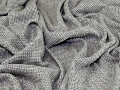Lurex Strickstoff, grob, Stretch, Grau, Meterware von Minerva