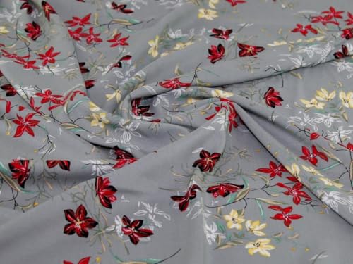 Minerva Challis Viskose-Stoff, grau, Meterware von Minerva