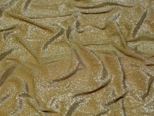Minerva Lurex Sparkle Metallic Stretch-Strickstoff, goldfarben, Meterware Minerva Lurex Sparkle Metallic Stretch-Strickstoff, goldfarben, Meterware von Minerva