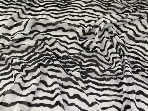 Minerva Polyester-Chiffon-Stoff, Schwarz und Weiß, Meterware Minerva Polyester-Chiffon-Stoff, Schwarz und Weiß, Meterware von Minerva
