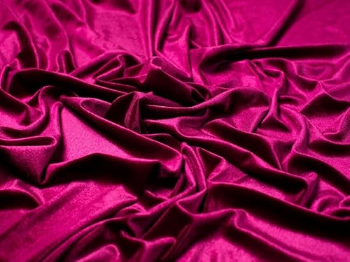 Minerva Samt-Stretch-Strickstoff, Magenta, Meterware von Minerva