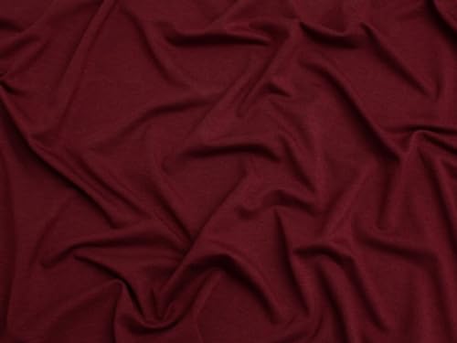Stretch-Strickstoff, Bambus-Baumwolle, Jersey, einfarbig, Meterware, Bordeaux von Minerva