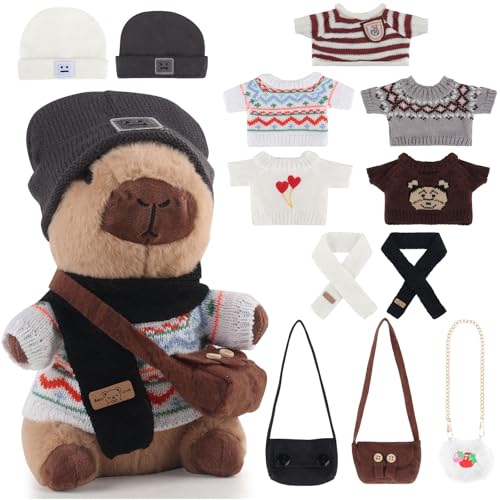 Mineup 12PCS Capybara Kuscheltier, Capybara Plüschtier, Capybara Plushie Puppen Mit Kleidung Tasche Hut, Niedlichen Capybara Plushie, Simulation Tier Capybara Puppen für Geburtstagsgeschenk Winter Mineup 12PCS Capybara Kuscheltier, Capybara Plüschtier, Capybara Plushie Puppen Mit Kleidung Tasche Hut, Niedlichen Capybara Plushie, Simulation Tier Capybara Puppen für Geburtstagsgeschenk Winter von Mineup
