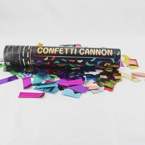 Mineup 4* Konfettikanone, 40cm Konfetti Popper Papier, Party Popper, 5-8m Effekthöhe, Konfetti Shooter, Abbaubar, Confetti Kanone für Geburtstage, Hochzeiten, Karneval, Party(Bunt) von Mineup