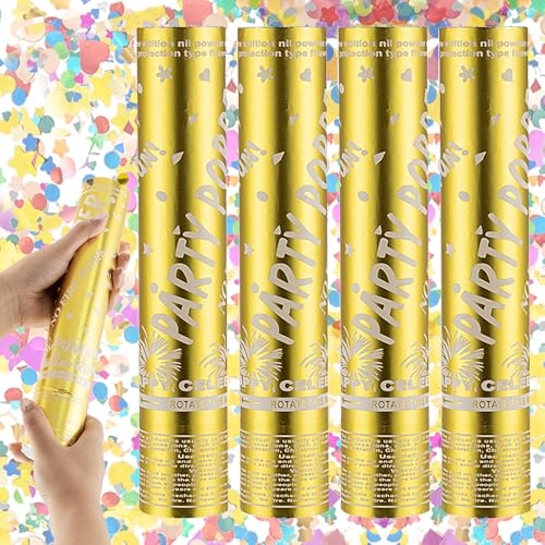 Mineup 4 Stück Konfettikanonen Gold, 30 cm Konfettikanonen biologisch abbaubar, einfach und sicher zu bedienen, große Konfettikanonen, Goldfolien-Konfetti für Hochzeiten, Partys, Babypartys, Mineup 4 Stück Konfettikanonen Gold, 30 cm Konfettikanonen biologisch abbaubar, einfach und sicher zu bedienen, große Konfettikanonen, Goldfolien-Konfetti für Hochzeiten, Partys, Babypartys, von Mineup