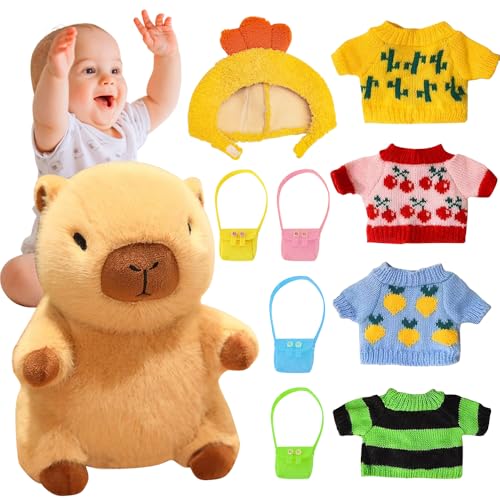 Mineup Capybara Plüschtier, 23cm Niedliche Capybara Kuscheltier, Capybara Plushie Puppen Mit Kleidung Tasche Hut, Niedlichen Capybara Plushie, Simulation Tier Capybara Puppen für Geburtstagsgeschenk Mineup Capybara Plüschtier, 23cm Niedliche Capybara Kuscheltier, Capybara Plushie Puppen Mit Kleidung Tasche Hut, Niedlichen Capybara Plushie, Simulation Tier Capybara Puppen für Geburtstagsgeschenk von Mineup