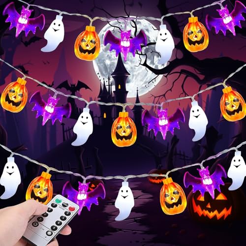 Mineup Halloween Lichterkette, 6M 40LEDs Halloween Deko Lichterkette, Halloween Kürbis Deko Lichterkette, Kürbis Fledermaus Geist Deko Licht, 8Modi Batteriebetriebene Für Halloween Hause Party Deko Mineup Halloween Lichterkette, 6M 40LEDs Halloween Deko Lichterkette, Halloween Kürbis Deko Lichterkette, Kürbis Fledermaus Geist Deko Licht, 8Modi Batteriebetriebene Für Halloween Hause Party Deko von Mineup