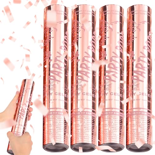 Mineup Roségoldene Konfettikanone, 4 Stück Goldfolien-Konfetti, 30 cm, Party-Popper, biologisch abbaubare Konfettikanonen, große Konfettikanonen für Feiern, Weihnachten, Elite, Partyzubehör Mineup Roségoldene Konfettikanone, 4 Stück Goldfolien-Konfetti, 30 cm, Party-Popper, biologisch abbaubare Konfettikanonen, große Konfettikanonen für Feiern, Weihnachten, Elite, Partyzubehör von Mineup