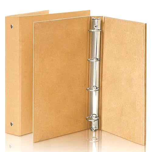 Minfuerang 2 Stück A4-Ordner Kraftpapier,Ringbuch a4,4-Ring-Ordner A4 Nachfüllbar Kraftpapier für gelochte Blätter/Dokumente in Schule,Büro von Minfuerang