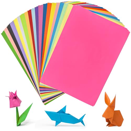 Minfuerang 200 Blatt Buntes Papier A4,20 Leuchtende Farben Faltpapier 70g/m² Origami Paper Beidseitig für DIY Kunsthandwerksprojekte (Set 1) von Minfuerang