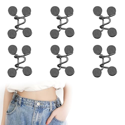 Minfuerang 6 Stück Hosenbund Enger Machen,Verstellbare Nagelfreie Taillenschnallen,Hosen Verkleinern Clip für Jeans Hosen Dichtheitseinstellung (Gunmetal) von Minfuerang