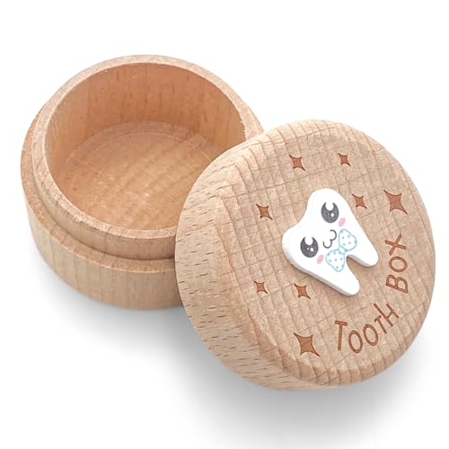 Minfuerang Zahndose Milchzähne, Baby Tooth Box, Milchzahndose mit Niedlichem Motiv für Taufen, Geburtstage, Frischgebackene Eltern Geschenke (Stil B) von Minfuerang