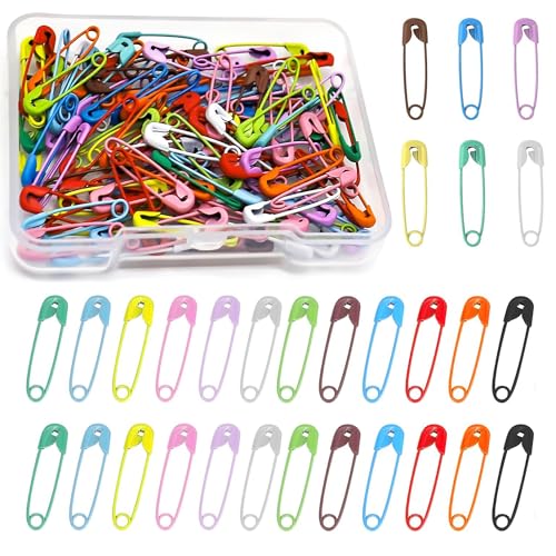150 Stück Sicherheitsnadeln, 19mm Sicherheitsnadeln Klein für Kleidung Metall Sicherheitsnadel Safety Pins für Kleidung Nähen Basteln Schmuckherstellung (Farbe) von MingFontec